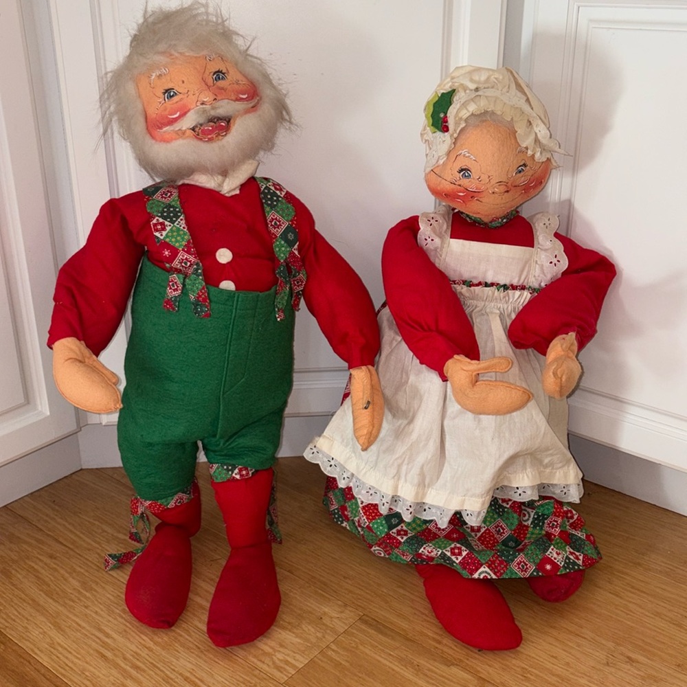 Set of 2 Vintage Annalee Dolls 24 Inches SANTA & MRS CLAUS Large Christmas
